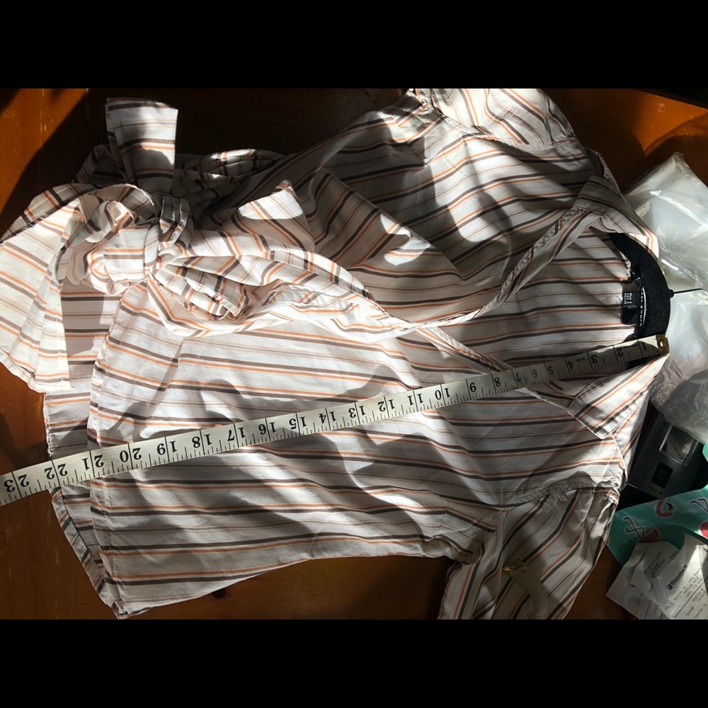 Zara Woman Striped Wrap Long Sleeve Top - Picture 6 of 6